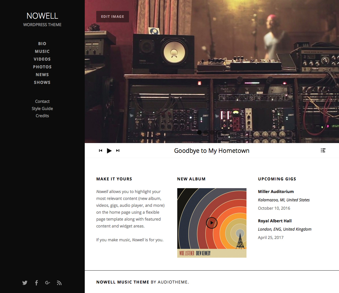 Nowell WordPress Theme for Bands